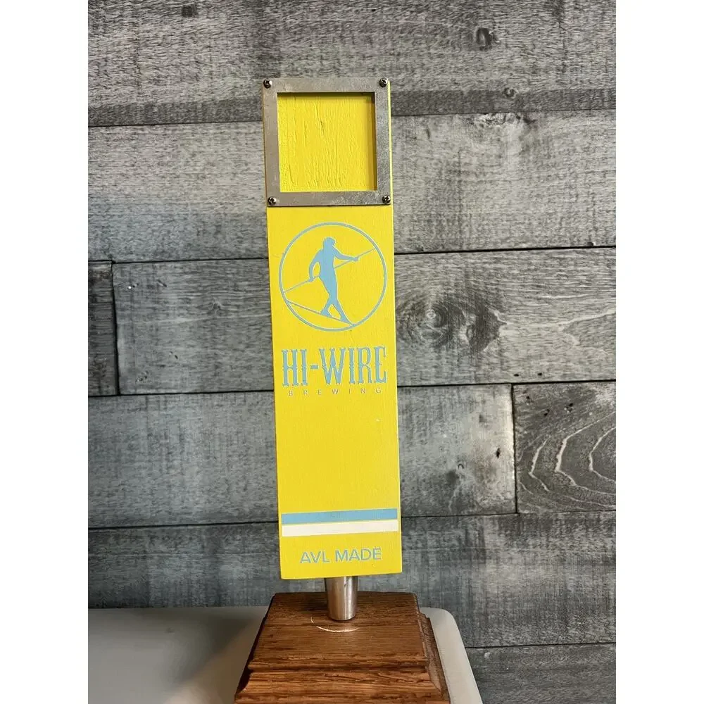 Hi-Wire Brewing Ashville North Carolina AVL MADE‎ Beer Tap Handle Yellow Blue